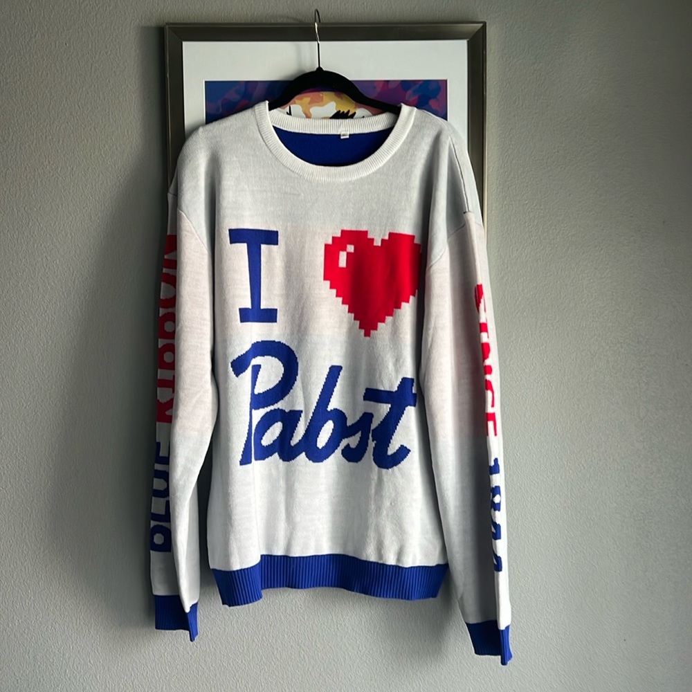 PABST beer blue ribbon sweater XL new w/o tags came in bag.